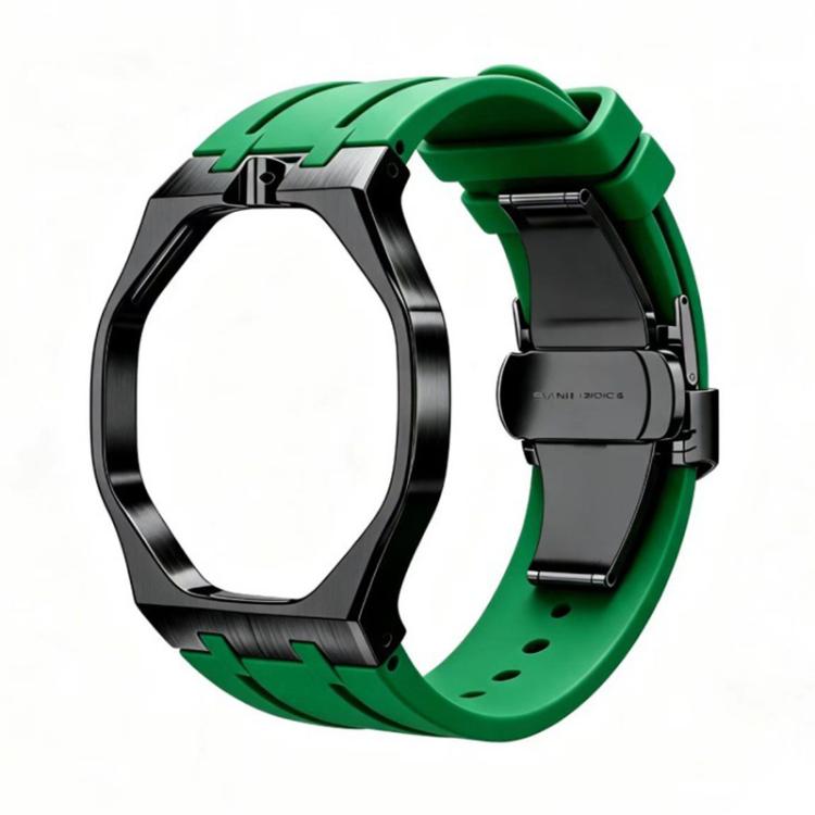 Metal Case Integrated Butterfly Clasp Silicone Watch Band, For Swatch Royal Pop