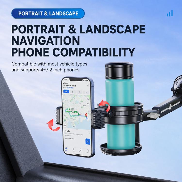 Car Dashboard / Windshield Suction Cup Phone and Water Cup Holder, Extension Rod, Short Rod