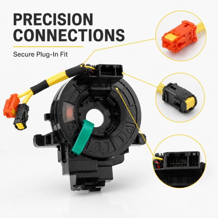 Steering wheel clock spring spiral cable assembly with multiple plug connectors