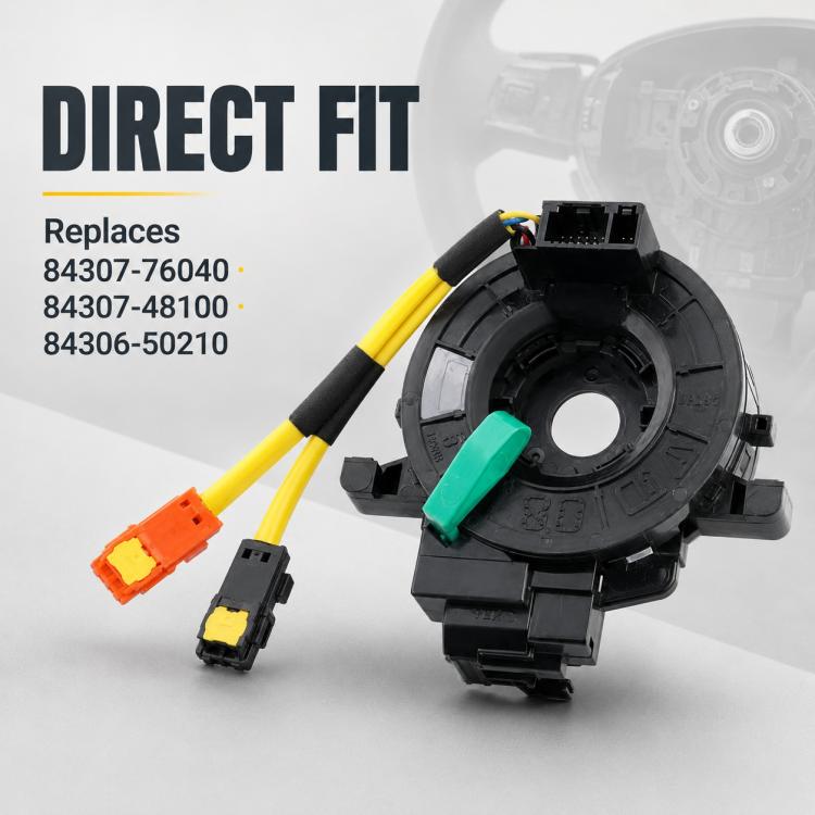 Steering wheel clock spring spiral cable replacement, black housing with plug harness