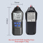 Compact battery tester dimensions with front LCD display and back label