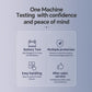 Smart battery tester infographic featuring battery test, protections, and easy handling.