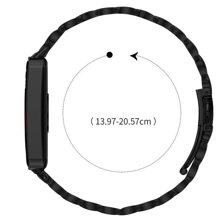 Faux Three-Link Flat Stainless Steel Watch Band, For Honor Band 11 / Band 11 Pro