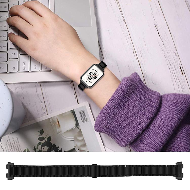 Faux Three-Link Flat Stainless Steel Watch Band, For Honor Band 11 / Band 11 Pro