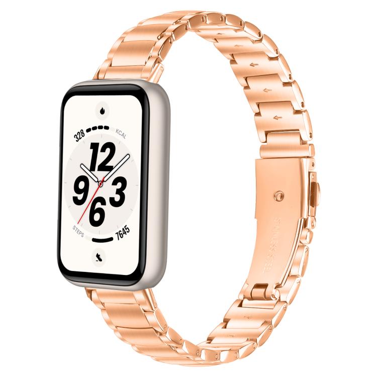 Faux Three-Link Flat Stainless Steel Watch Band, For Honor Band 11 / Band 11 Pro