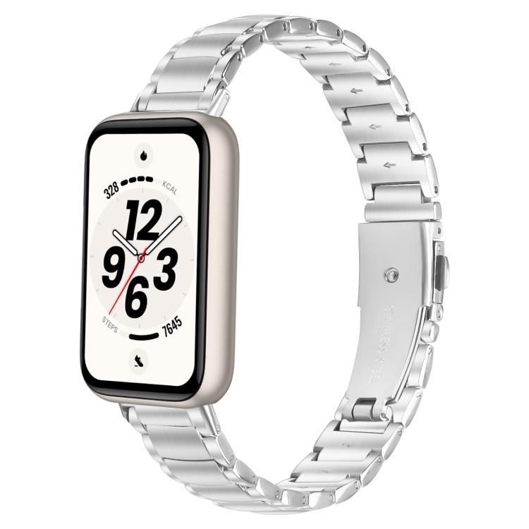 Faux Three-Link Flat Stainless Steel Watch Band, For Honor Band 11 / Band 11 Pro