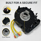 Black clock spring assembly with yellow cable and blue/red connector ends for steering wheel