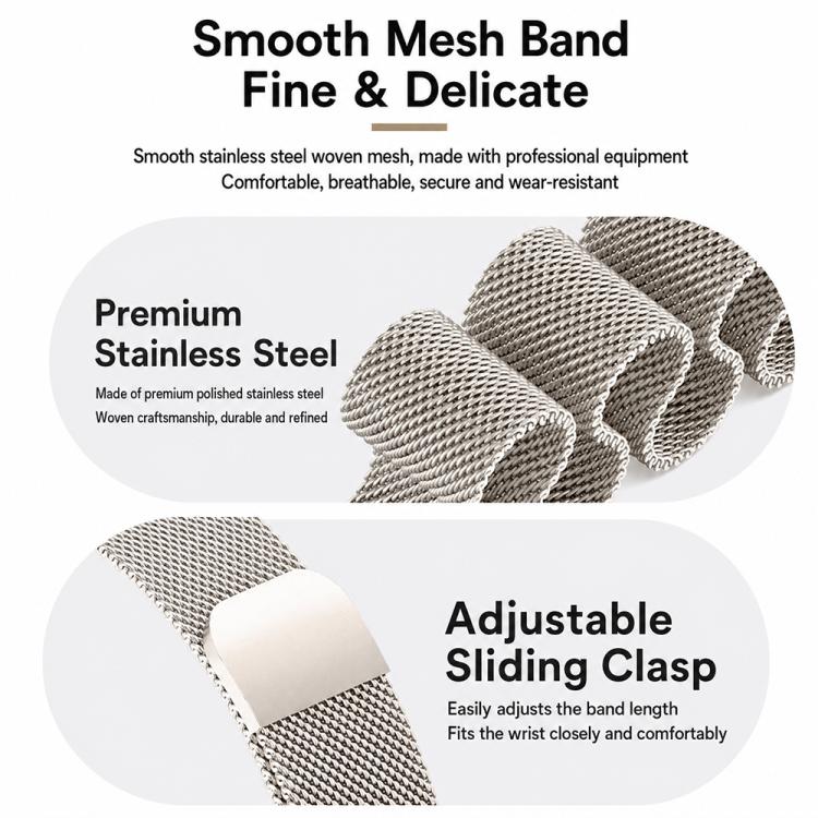 Milanese Magnetic Stainless Steel Watch Band, For Honor Band 11 / Band 11 Pro