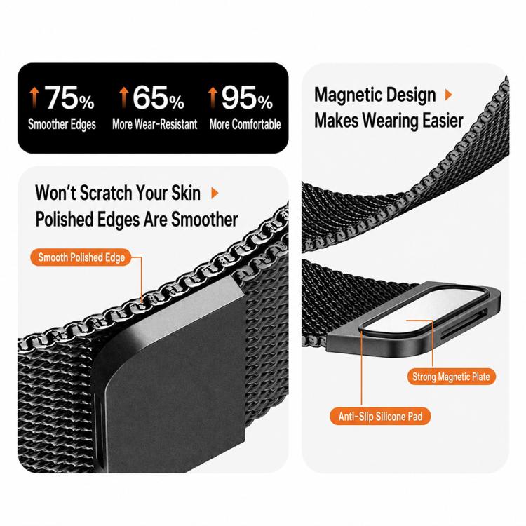 Milanese Magnetic Stainless Steel Watch Band, For Honor Band 11 / Band 11 Pro