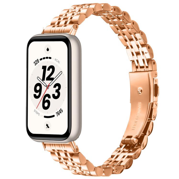 Slim Seven Beads Folding Clasp Stainless Steel Watch Band, For Honor Band 11 / Band 11 Pro