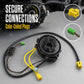 Steering wheel clock spring spiral cable with color-coded yellow and green wiring plugs