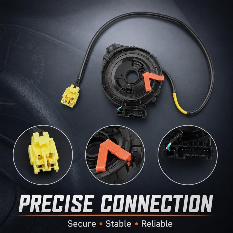 Steering wheel clock spring spiral cable with yellow connectors and orange lock