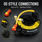 Steering wheel airbag clock spring spiral cable, black housing with yellow wire and orange connectors