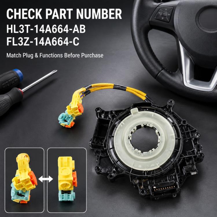 Steering wheel airbag clock spring spiral cable with visible connectors for part number check