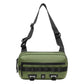 Army green crossbody sling bag with adjustable straps and front utility organizer.