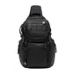 Black multifunction sling chest bag with front zip pocket, reinforced panels, and adjustable strap.