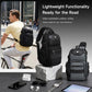 Black and grey crossbody chest bags displayed with adjustable shoulder straps.