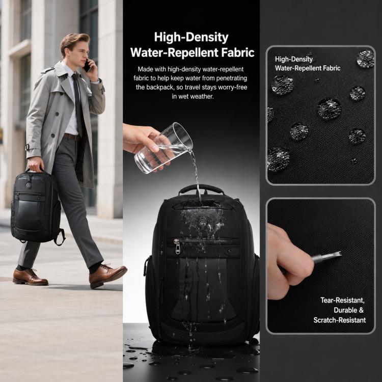 OZUKO Men Business Backpack Large Capacity Waterproof 15.6-inch Laptop Bag