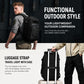 Black waterproof hiking backpack worn on back with front MOLLE webbing