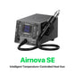 Hot air rework station, black body with display and attached soldering nozzle
