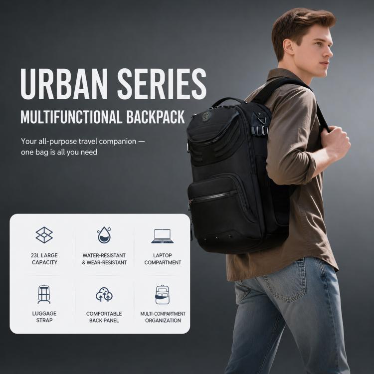 OZUKO Men Business Laptop Bag Large Capacity Techwear Commuter Backpack