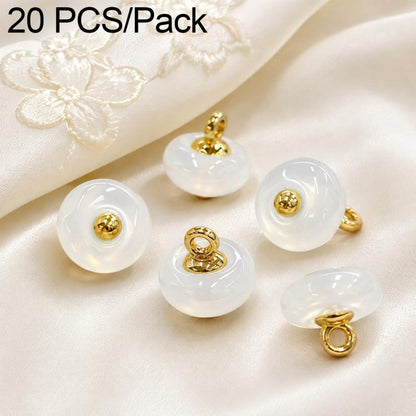 White resin disc buttons with gold-tone loops, 20-pack decorative fasteners