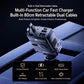 Black multi-port car fast charger with built-in retractable dual charging cables