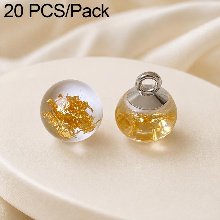 Glass bead Chinese knot button set, clear with gold flecks, metal loop backing