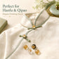 Gold foil glass bead knot buttons in clear, gold, and black-gold finishes, small loop tops