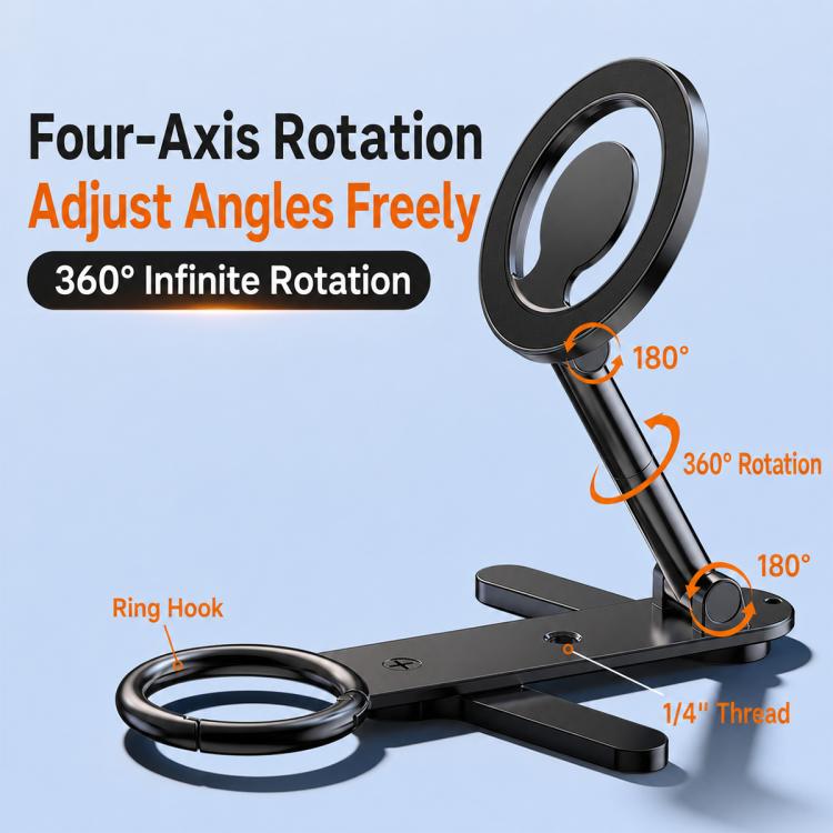 D73-1 360 Degree Rotating Foldable Double-Sided Magnetic Phone Holder for All-Scene Use