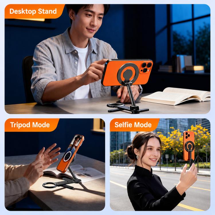 D73-1 360 Degree Rotating Foldable Double-Sided Magnetic Phone Holder for All-Scene Use