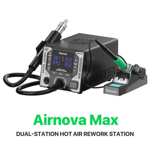 MECHANIC dual-station hot air rework station with hot air gun and soldering handle