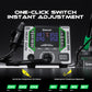 Dual-station hot air rework station control panel with illuminated temperature display