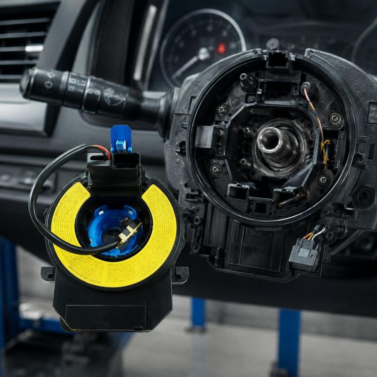 Steering wheel clock spring spiral cable with yellow airbag coil and blue connector