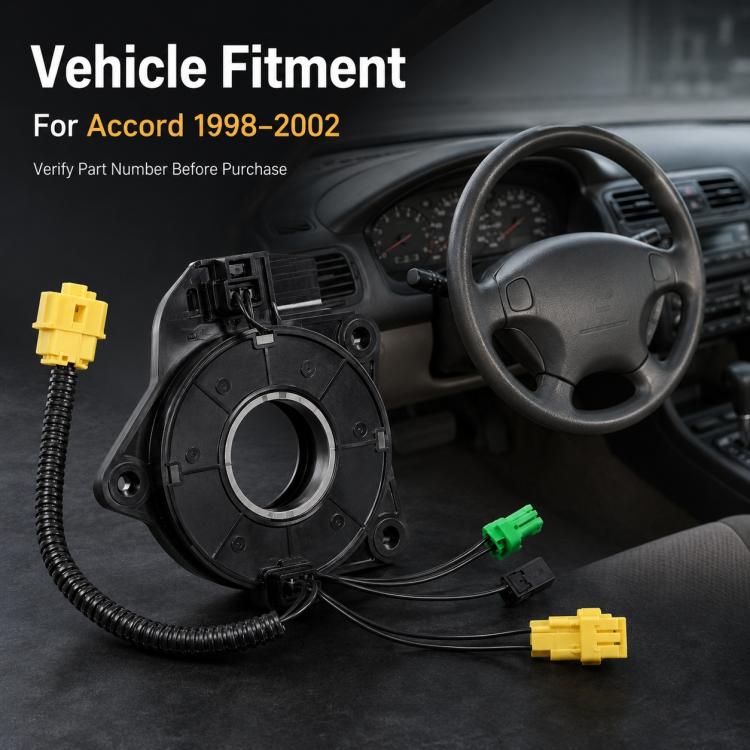 Steering wheel airbag clock spring spiral cable with multiple colored connector plugs