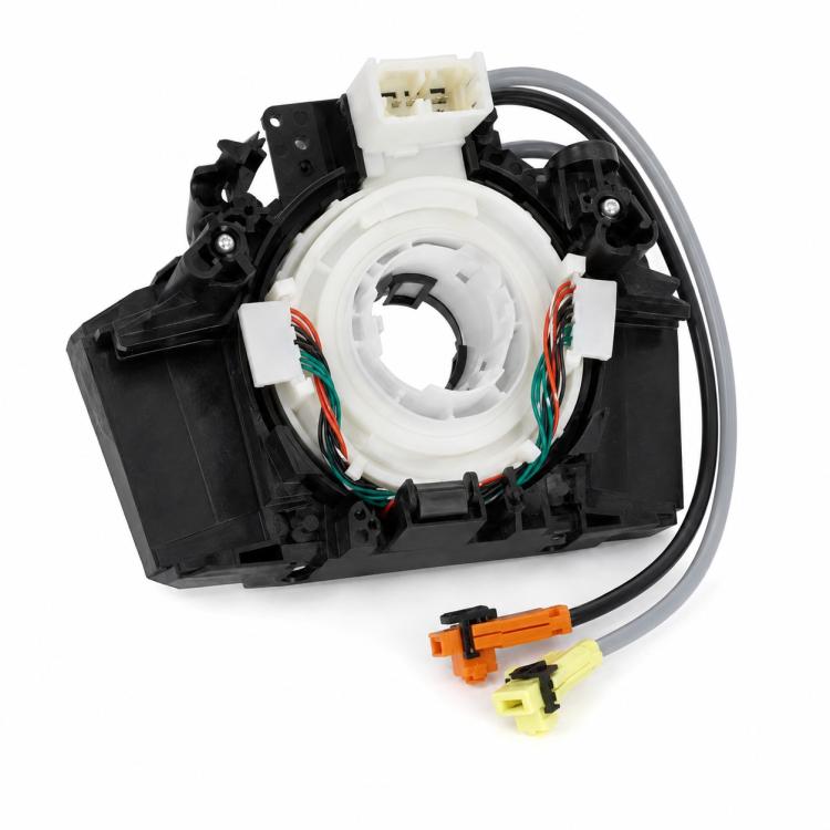 Clock spring spiral cable assembly with multicolor wire leads and white connectors