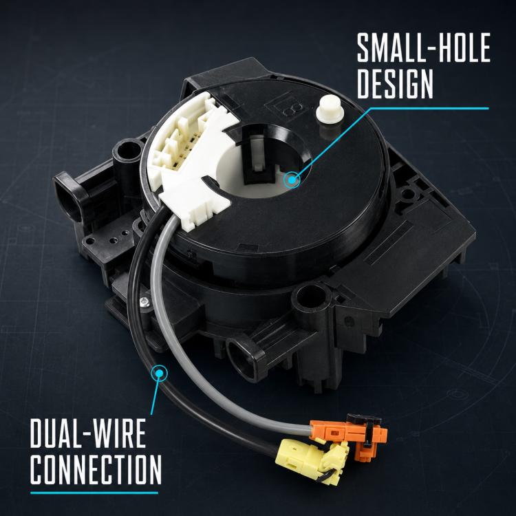 Clock spring spiral cable with white mounting plug and black plastic housing