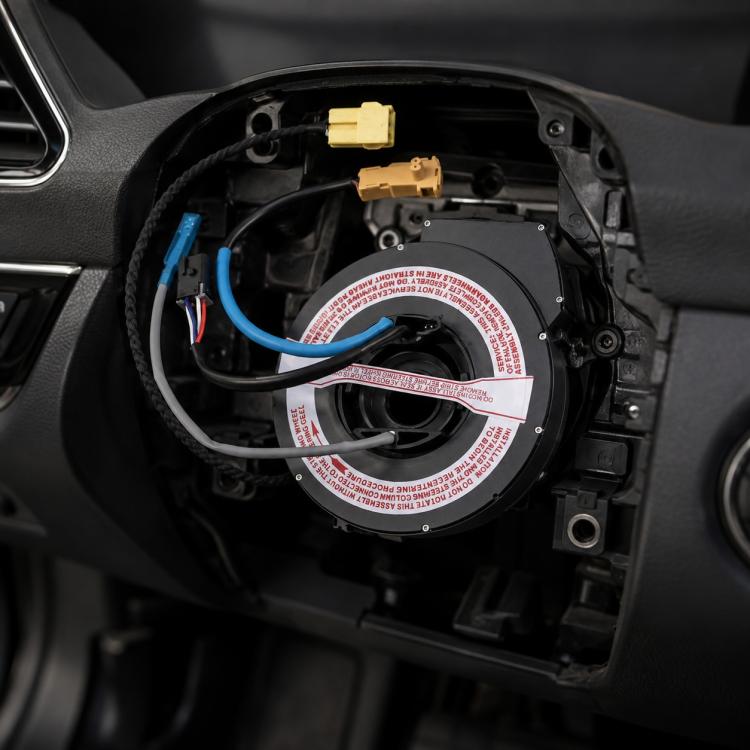 Steering wheel airbag clock spring spiral cable assembly with wiring connectors