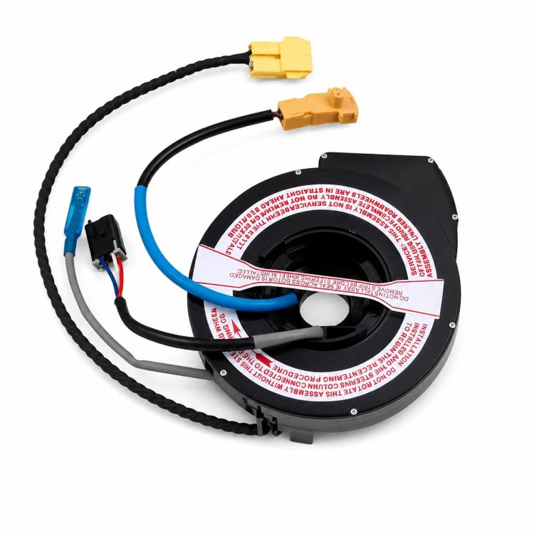 Steering wheel airbag clock spring spiral cable assembly with blue and yellow plugs