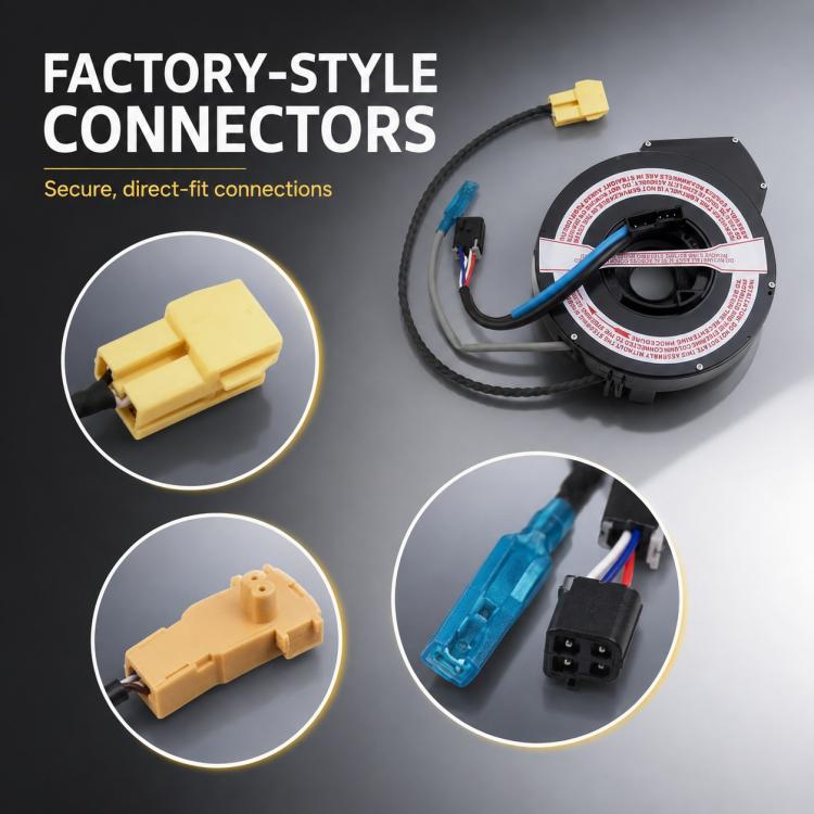 Steering wheel airbag clock spring spiral cable with connectors and black coil housing