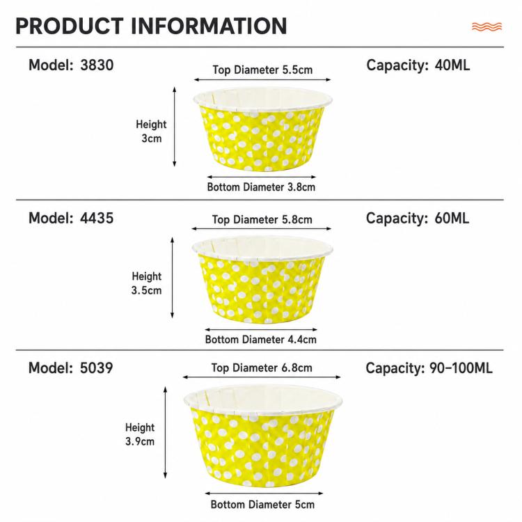 50 PCS/Pack Baking Rolled-Edge Paper Cupcake Liners, Small, Medium, Large