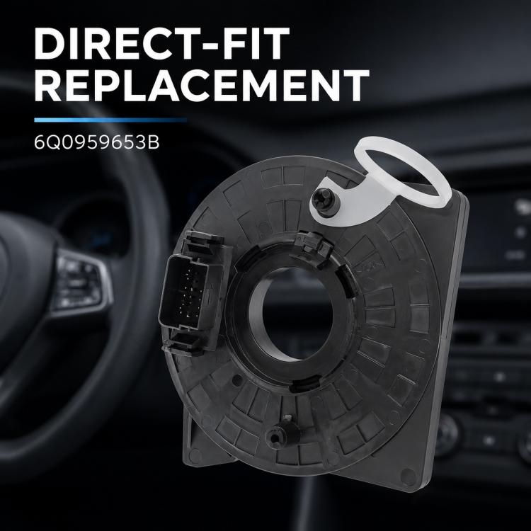 Car steering wheel clock spring assembly, black housing with white loop and connector block