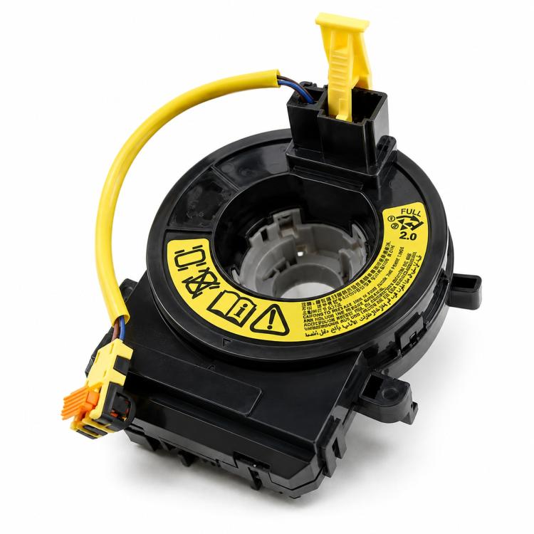 Car airbag clock spring spiral cable, black housing with yellow wiring and connectors