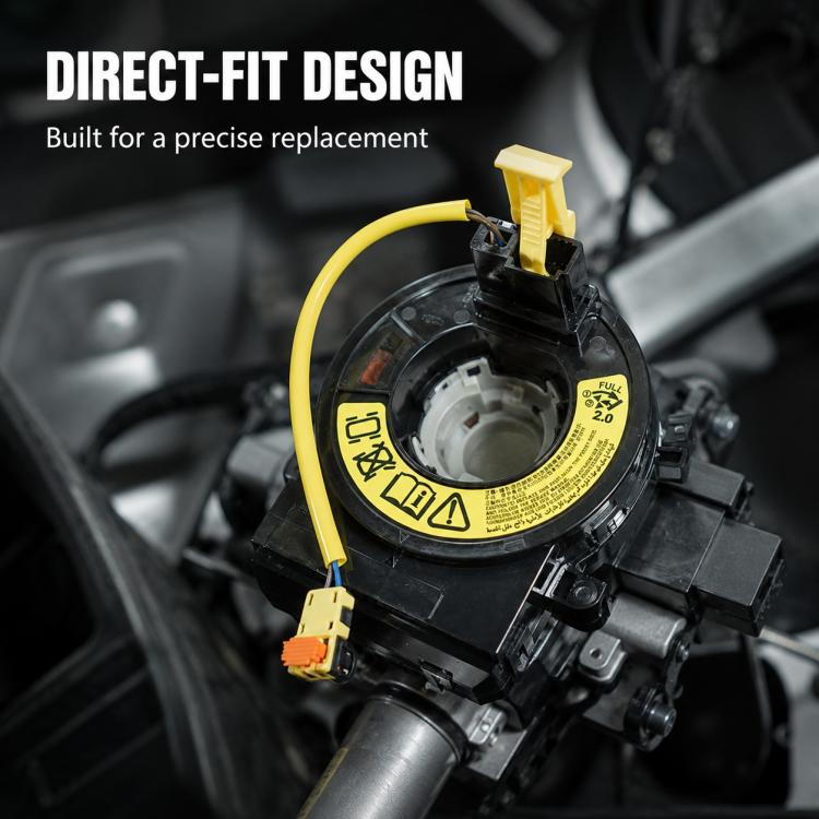 Car airbag clock spring spiral cable, yellow wiring loop and black sensor housing