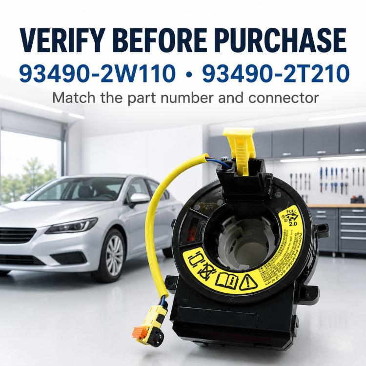 Car airbag clock spring spiral cable, black housing with yellow connector and label