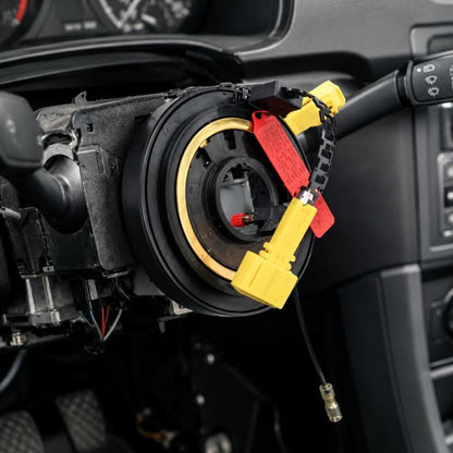 Steering wheel airbag clock spring spiral cable with yellow and red connectors