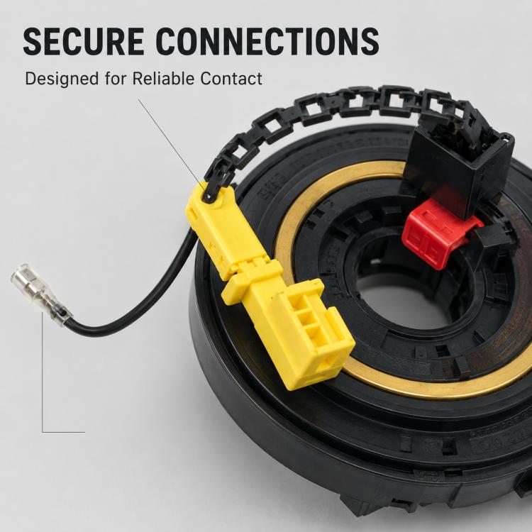 Steering wheel airbag clock spring spiral cable with yellow connector and red tab
