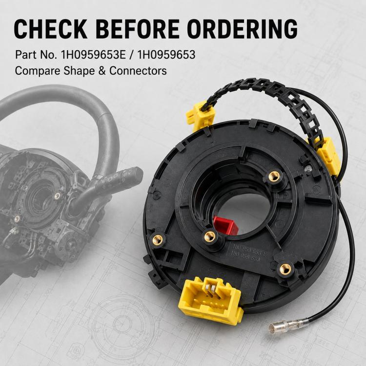 Steering wheel airbag clock spring spiral cable with yellow connector and metal lead