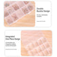 Clear plastic organizer box with one-piece design and double buckle clasp, close-up