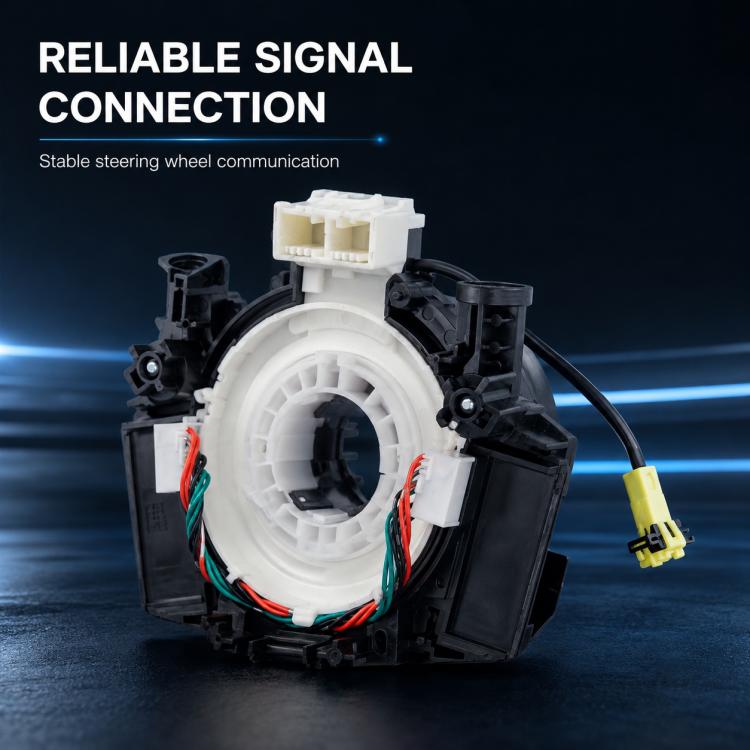 Steering wheel clock spring spiral cable assembly with white core and mounted connectors